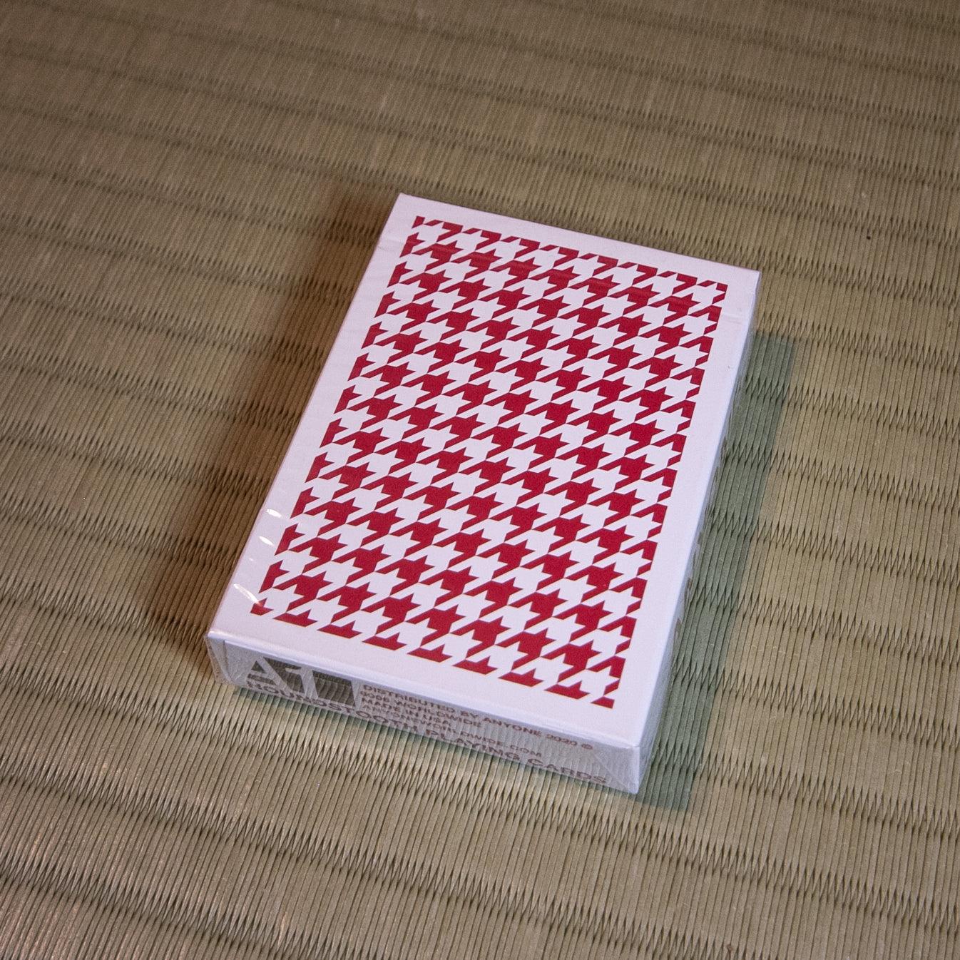 Red Houndstooth Playing Cards by Anyone Worldwide