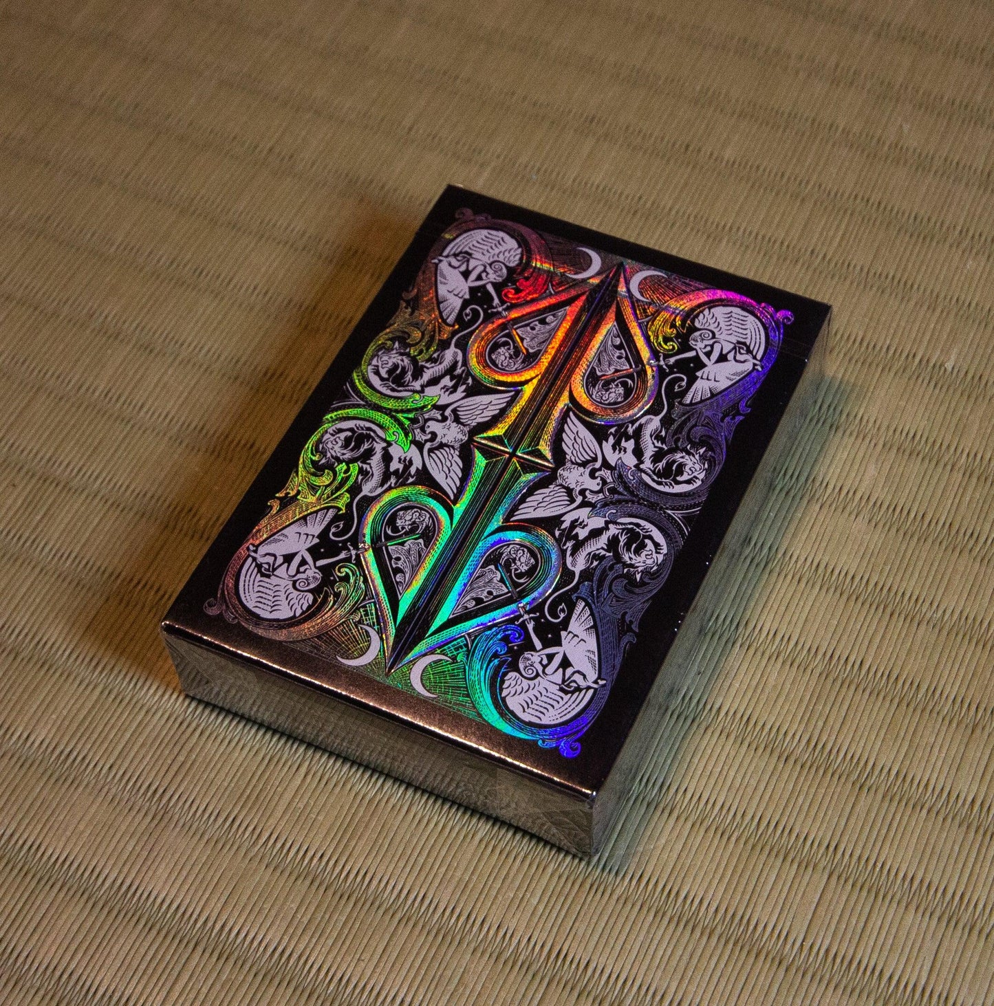 ONYX Holographic Split Spades (artist proof) Playing Cards by Red Black Inc - Deckita Decks